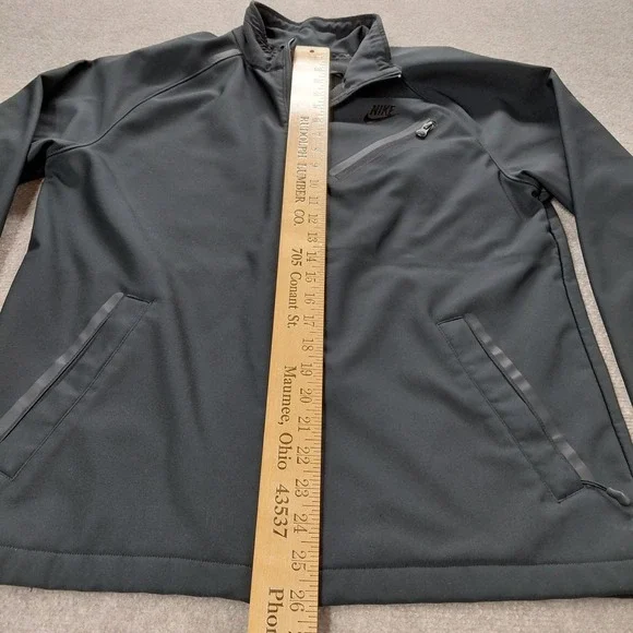 NIKE Jacket Men MEDIUM Black Full Zip Tech Interior Exterior Pocket Fleece Lined - Picture 4 of 16